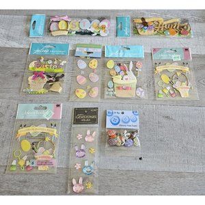 Sticker Lot Easter Basket Bunny Eggs Spring Scrapbooking 3D Stickers RARE #56